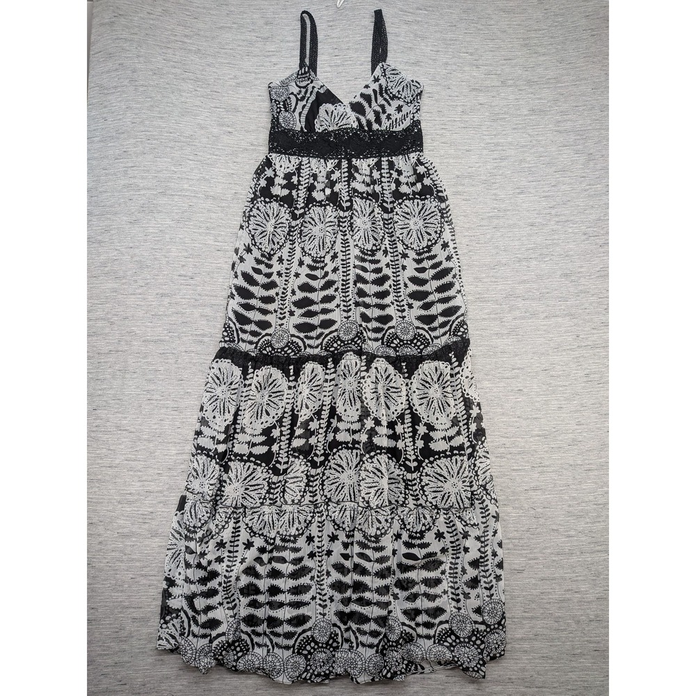 y2k Babydoll Dress‎ Charlotte Russes Small Floral Maxi Boho Crochet Beachy Fairy